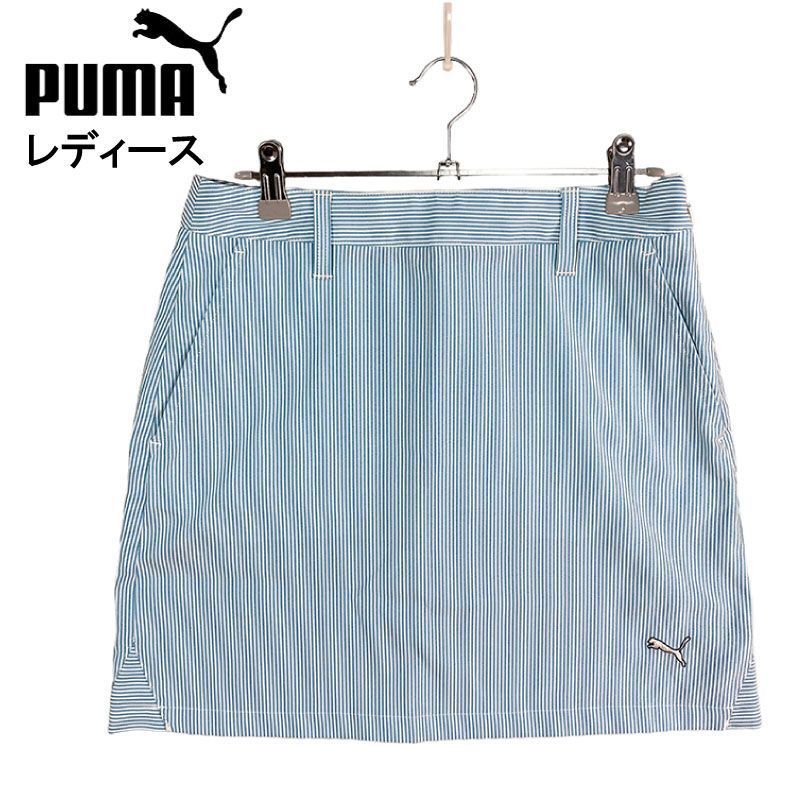 PUMA GOLF プーマゴルフ スカート ストライプ柄 ブルー系 M