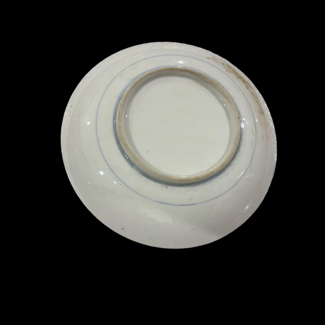 染付 骨董 和食器 7寸皿 山水紋様 松 飾り皿 飾り皿 食器 盛り皿 骨董 アンティーク 工芸品