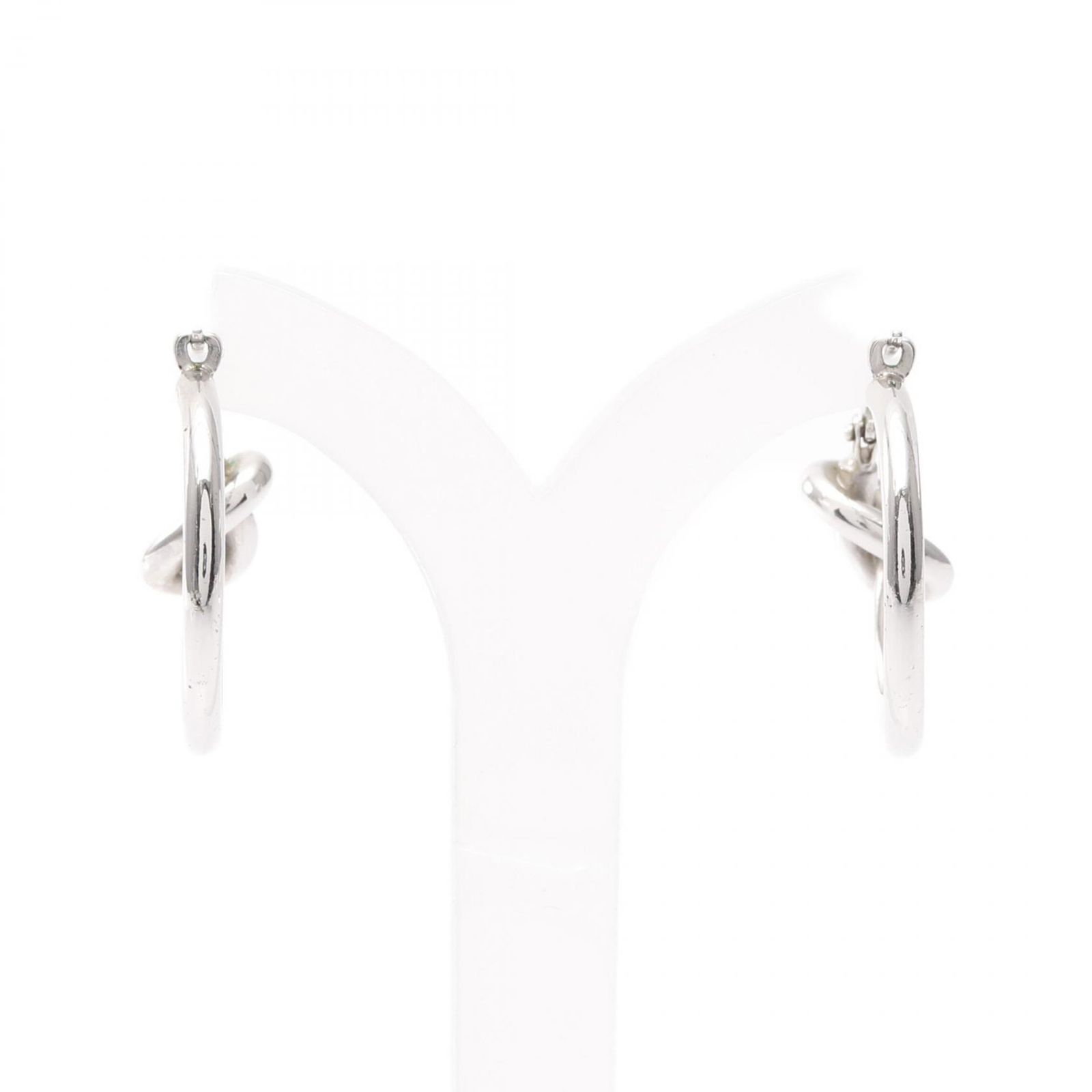 セリーヌ CELINE ピアス ノット スモールフープ ステンレススチール ピアス レディース Used A