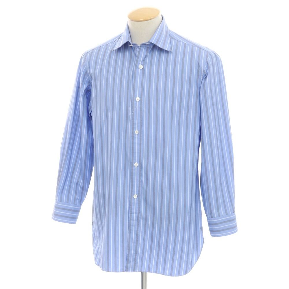 シャルベ CHARVET コットン ストライプ ドレスシャツ ブルーxホワイト 