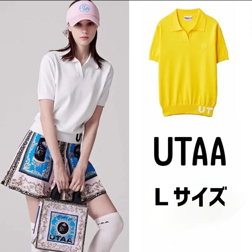 アウトレット！UTAA ユタ ポロシャツ サマーニット ホワイト Lサイズ 