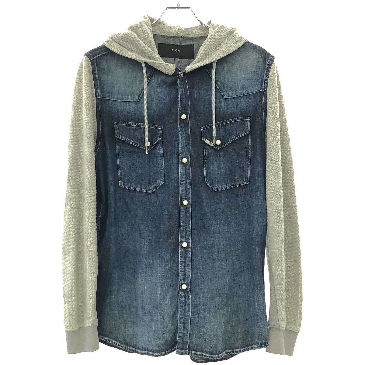 AKM エイケイエム 21SS DENIM KARAMI JERSEY WESTERN PARKA デニムウエスタンハイブリッドパーカー J210 CTN227 BLUE USED 表記無し