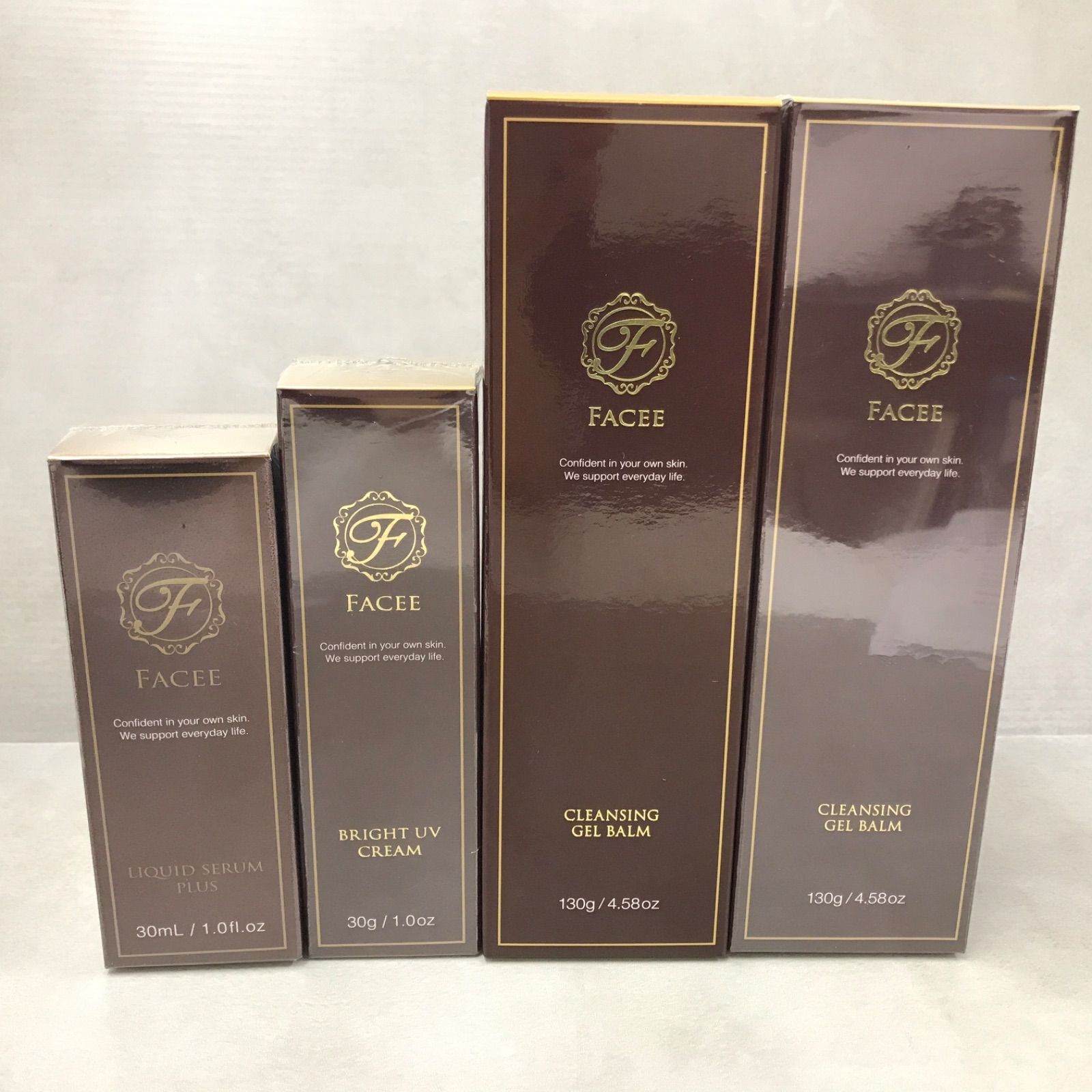 S1873 FACEE フェイシー クレンジングジェルバーム 130g + リキッドセラムプラス 30ml + ブライトUVクリーム 30g 4点おまとめセット