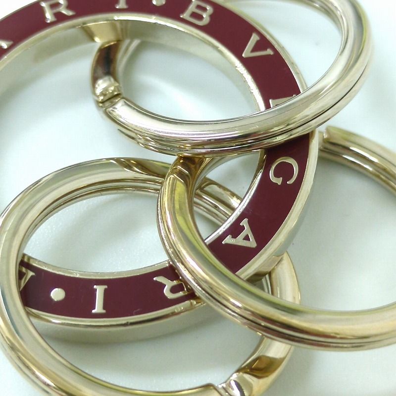 BVLGARI ブルガリ　キーリング　キーホルダー　ゴールド　ボルドー BVLGARI ブルガリ キーリング キーホルダー ゴールド ボルドー