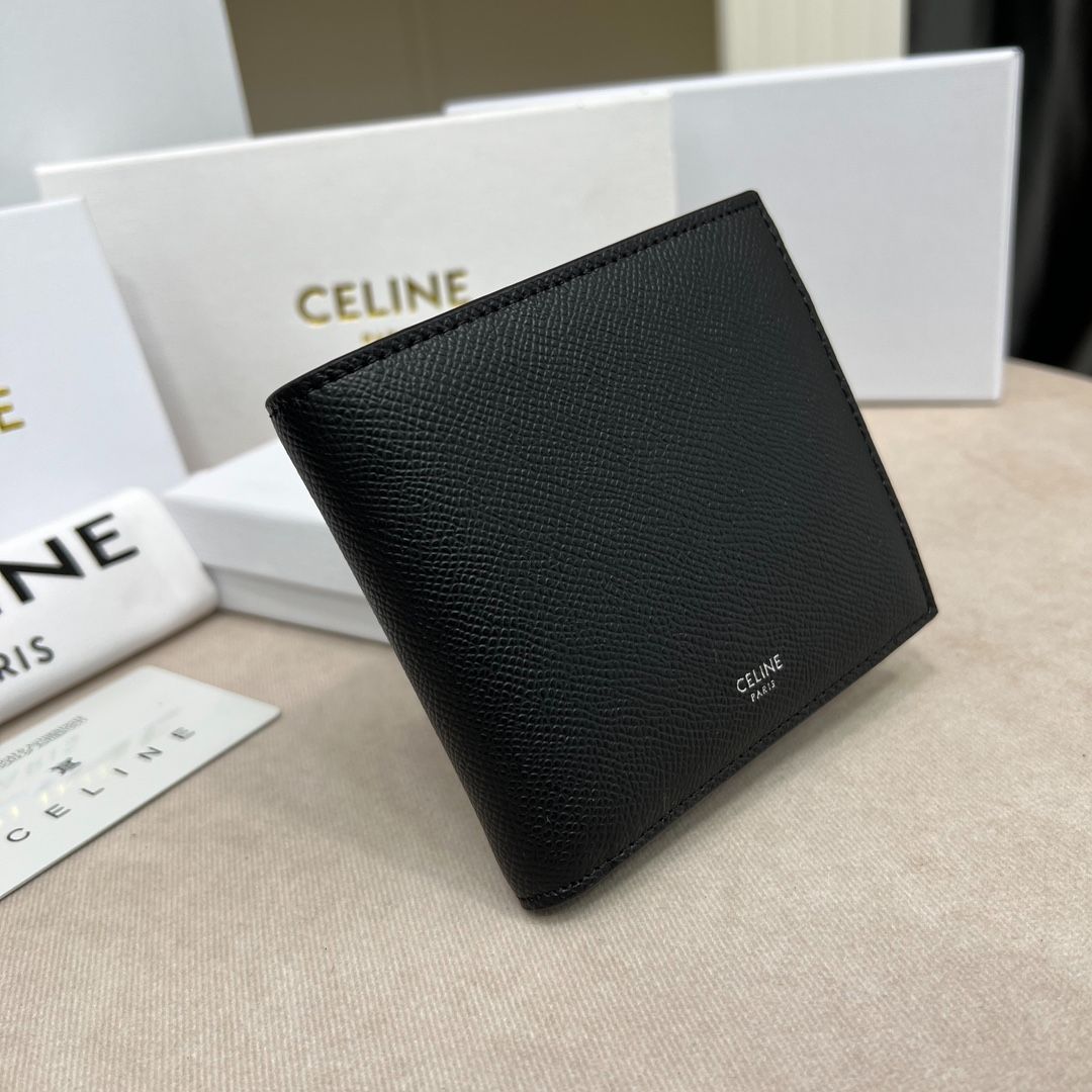 ○機能面現行\u0026美品✨CELINE バイフォールドウォレット 折り財布 牛革 黒\nブラック