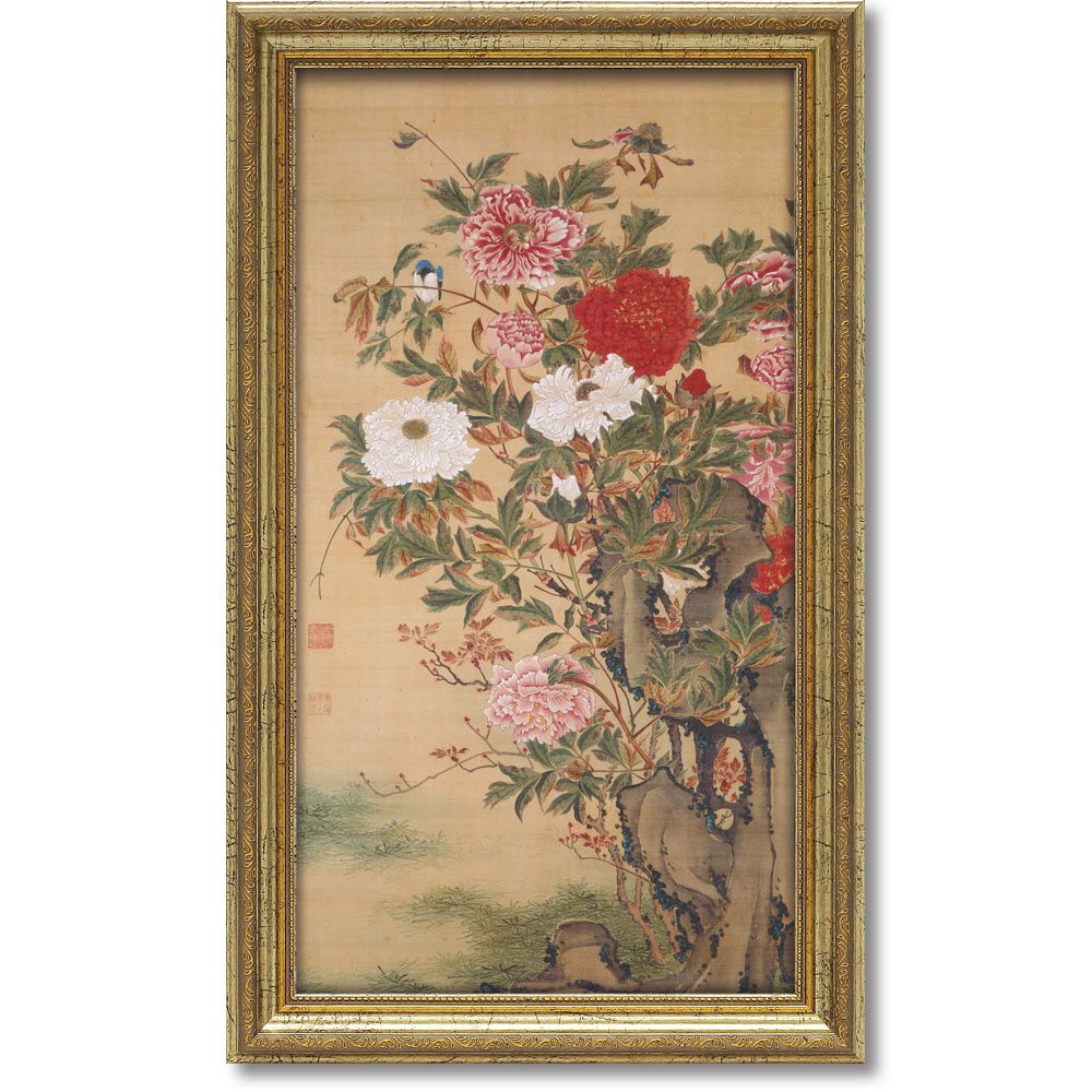 美品 平山講平「花」油彩画 油絵 直筆サイン入 額縁入 花の絵 平山講平