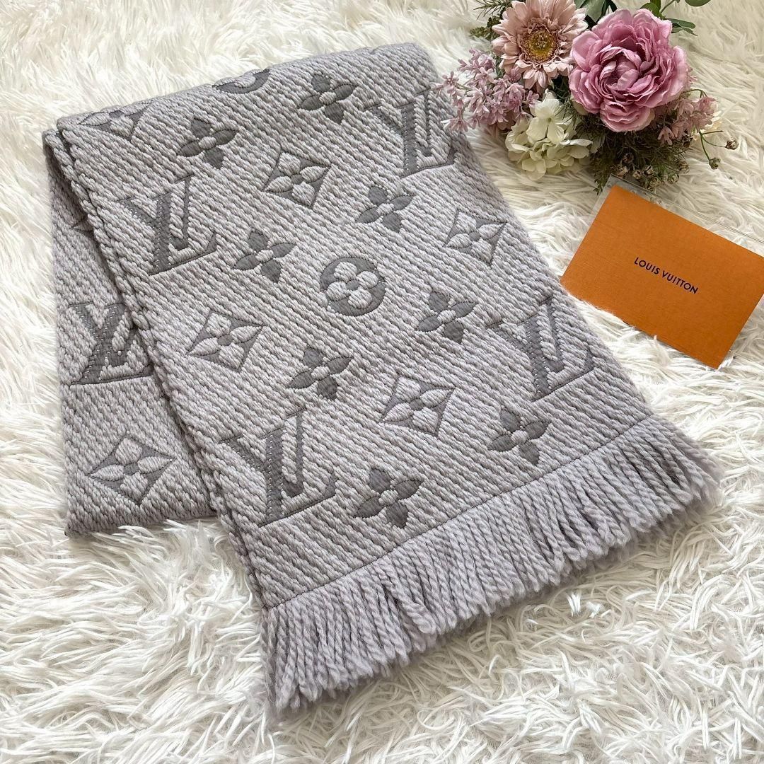 美品✨】ヴィトン マフラー エシャルプ ロゴマニア ライトグレー