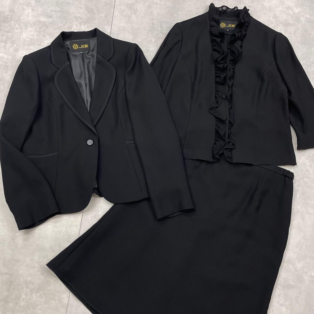 東京ソワール TOKYO SOIR セットアップ フォーマルスーツ 3点セット 大きいサイズ 13号 XL 黒