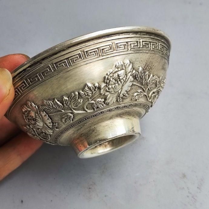 銅器 浮彫花開富貴 毎年あります魚銅碗 工芸品 美術品 置物