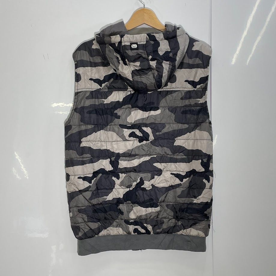 ECKO UNLTD エコー カモ柄 ナイロンベスト 中綿 フード CHINA製 メンズ 