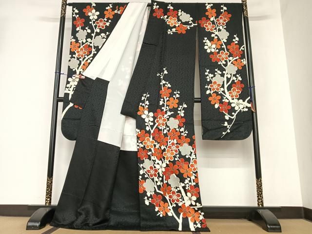 平和屋着物○豪華振袖 総絞り 流水花文 黒地 正絹 逸品 CAAV6591vf