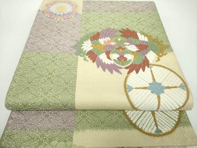 平和屋着物●六通柄袋帯　唐織　鳳凰菱華紋　正絹　逸品　DAAV6904ps 平和屋着物○六通柄袋帯 唐織 鳳凰菱華紋 正絹 逸品 DAAV6904ps