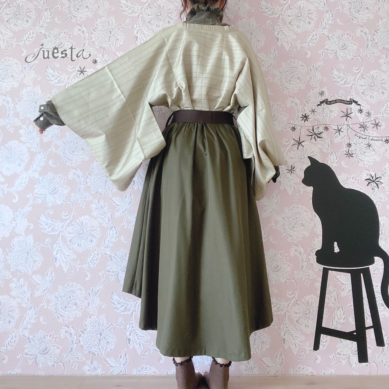 和洋折衷コーデセット ベージュ×緑系 4点セット - メルカリ