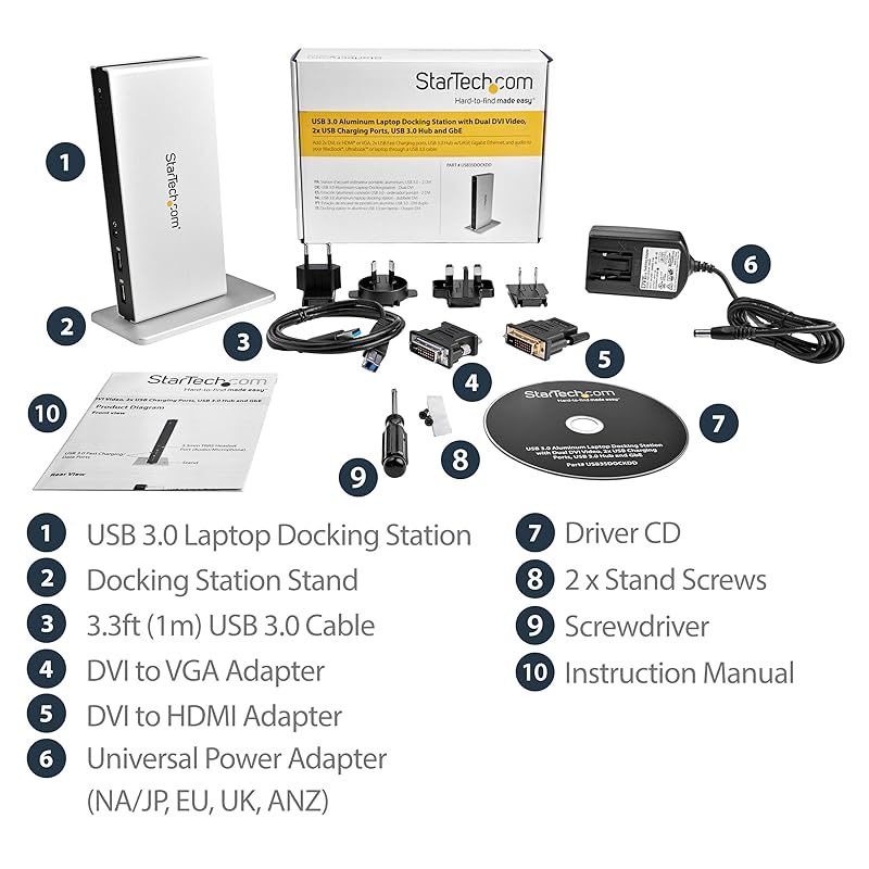 新着商品 StarTech.com USB3.0接続ドック Mac|Windows対応 デュアルDVIモニタ対応 縦置きスタンド付属 HDMI|VGAアダプタ 5x USB GbEポート USB3SDOCKDD 0 CHRISTIANNAURATH_COM_BR