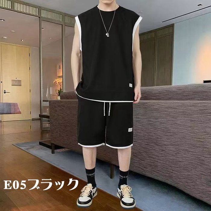 ワッフル セットアップ 無地 メンズ ジャージ タンクトップ