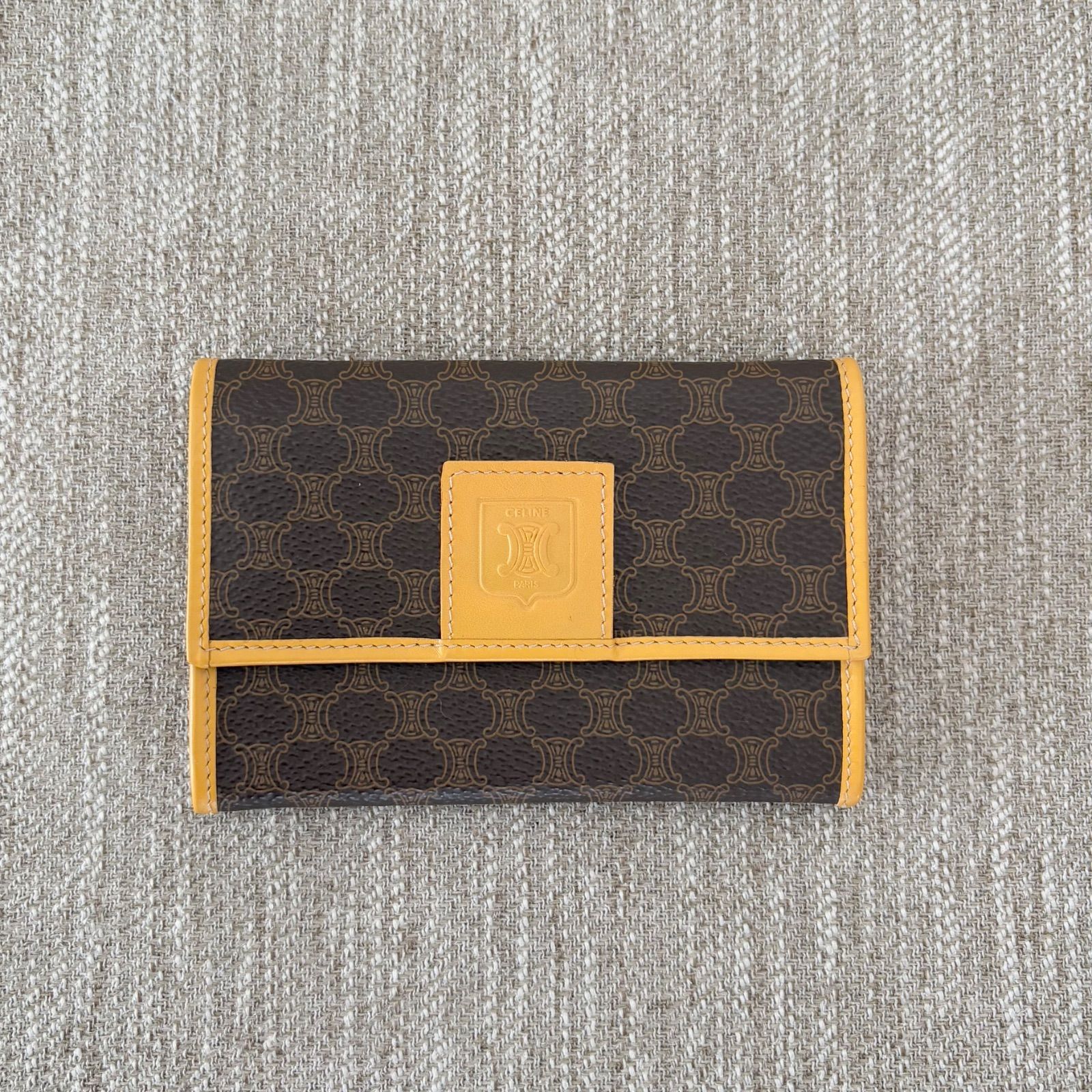 CELINE - CELINE セリーヌ マカダム柄 PVC×レザー がま口 二つ折り 財布 ウォレット 小銭入れ 札入れ メンズ ブラウン系  DG4087の通販 by pleasureラクマ店｜セリーヌならラクマ