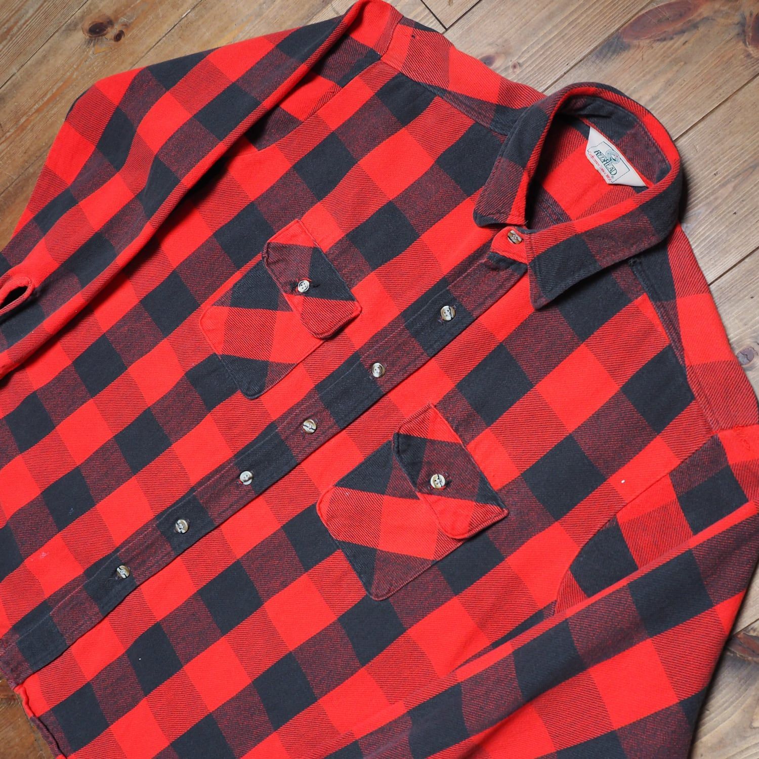 80S USA製 REDHEAD 好配色 ブロックチェック ネルシャツL 80s 80年代