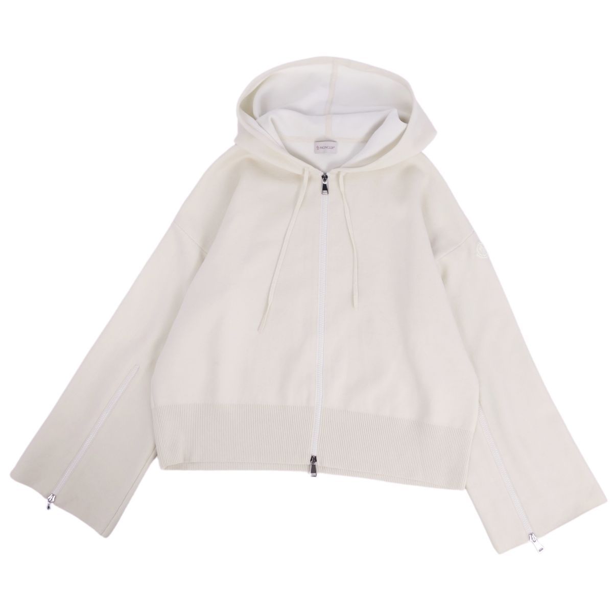 MONCLER - 美品 モンクレール MONCLER ニット スウェット パーカー 2021年 ジップアップ ロゴワッペン アウター レディース L ベージュ 美品 モンクレール MONCLER ニット スウェット パーカー 2021年