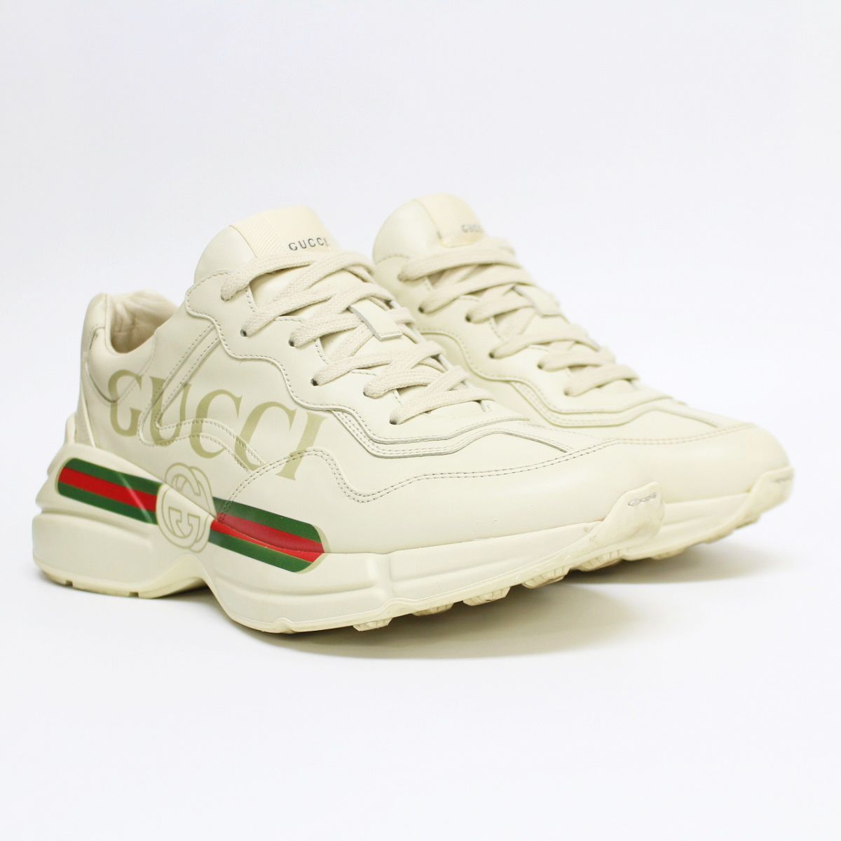 専用 中古美品 GUCCI グッチ ロゴ レザー スニーカー 500877 DRW009522 size 7.0