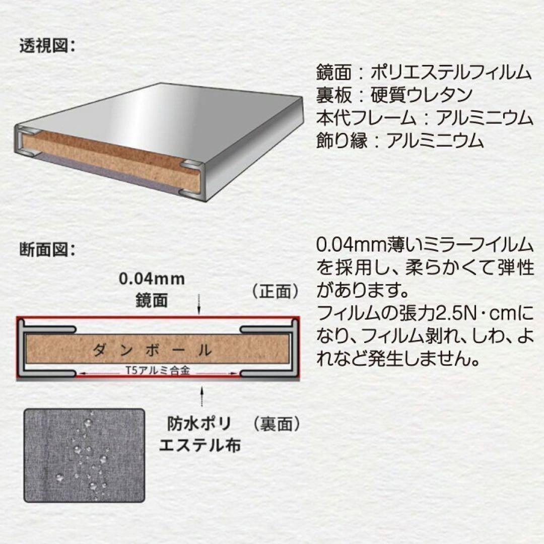 割れない 壁掛けミラー 全身 幅100×高さ160cm ゴールド 1851 - メルカリ