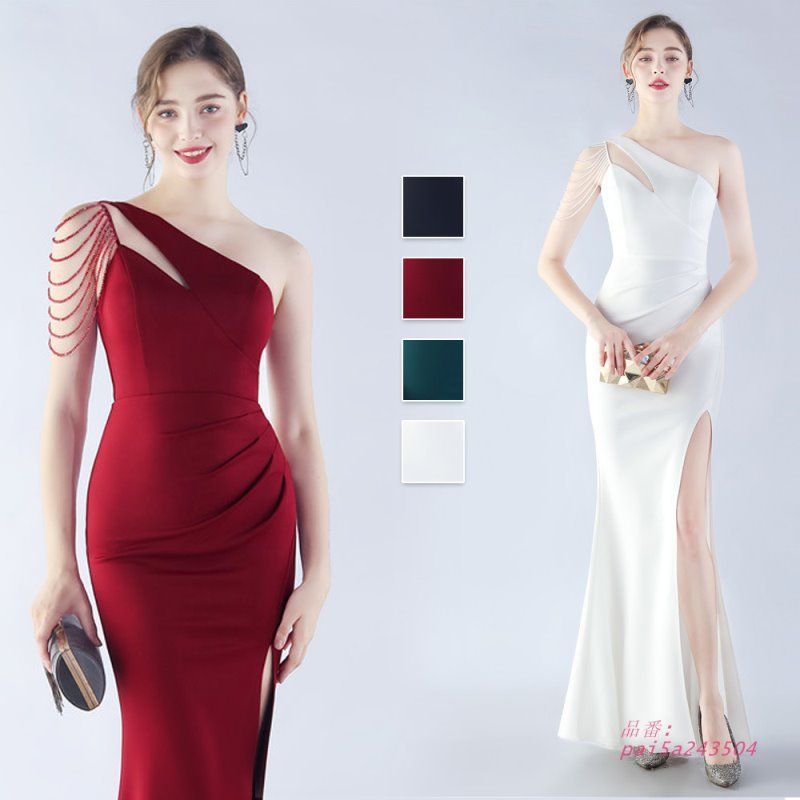 ドレス マーメイドドレス パーティードレス サテン スリット イブニングドレス ウェディングドレス ウエディングドレス フォーマルドレス 発表会 pai5a243504