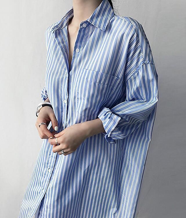シャツワンピース ロングシャツ ワンピース ミディアム丈 長袖 シャツ レディース スリット入り チュニック ストライプ シャツワンピ 春夏 シャツワンピース ロングシャツ ワンピース ミディアム丈 長袖