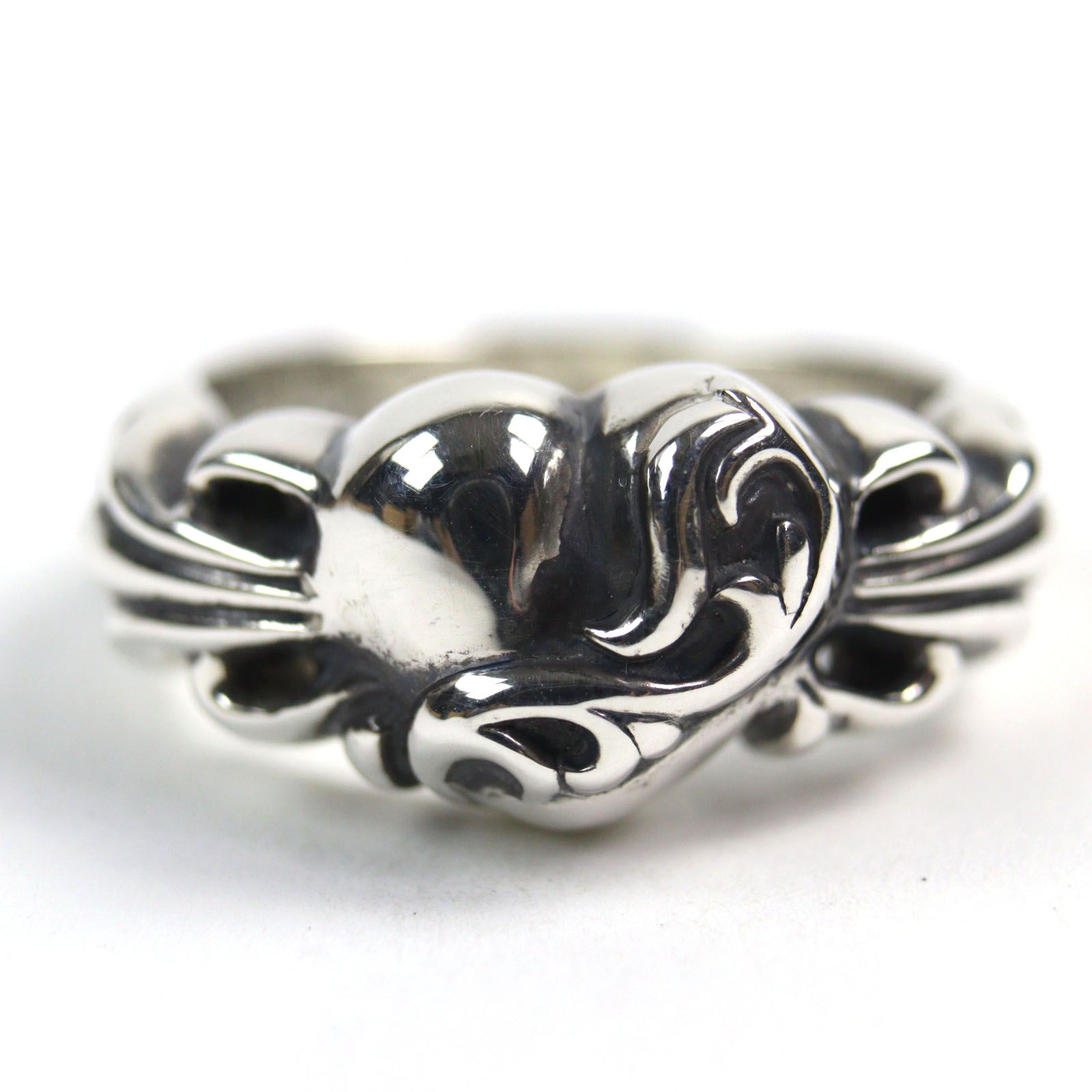 極美品○CHROME HEARTS クロムハーツ フローラルクロスハートリング