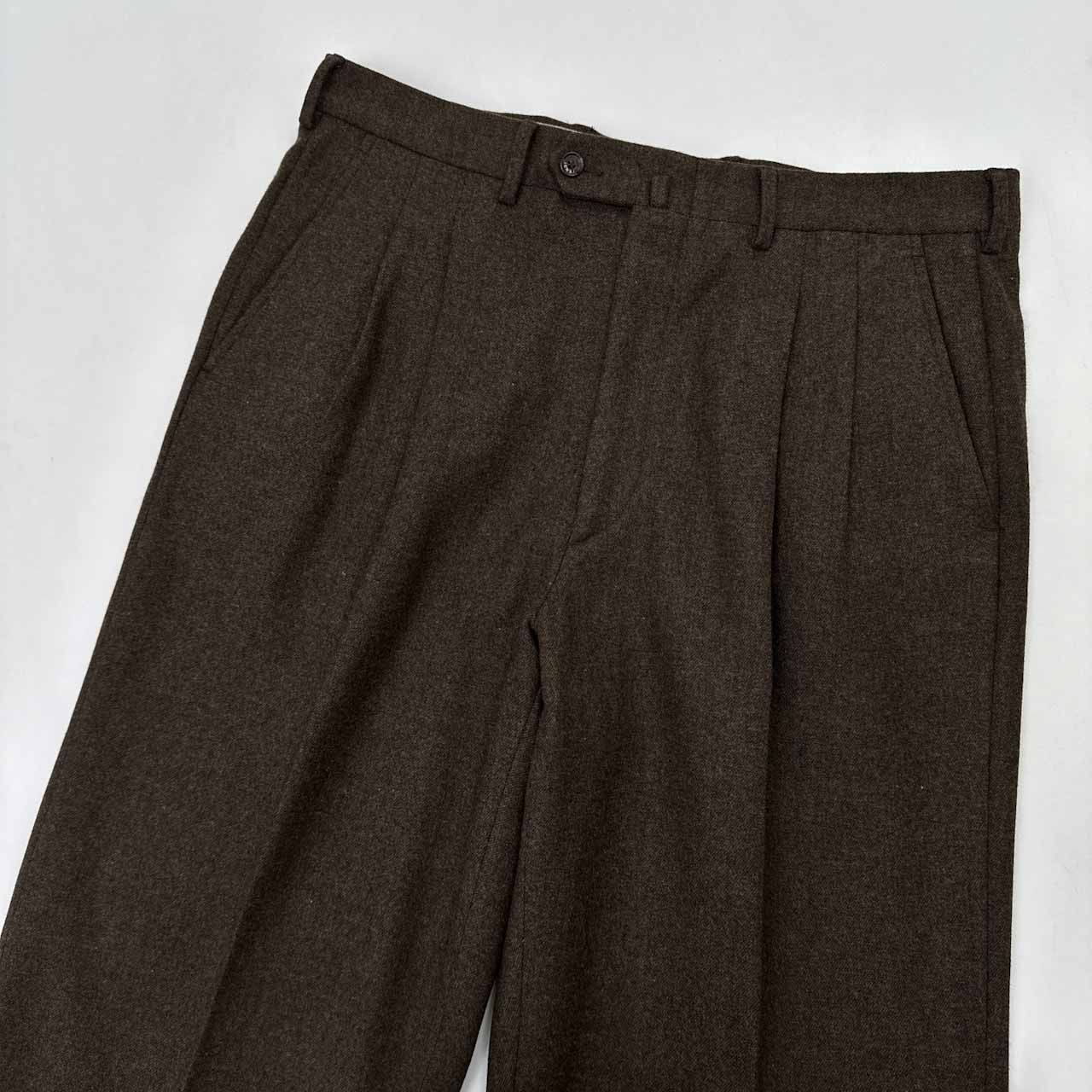 高級品【ウール混】ヴィンテージ ツータック イタリア製 ユーロ スラックスパンツ 古着 90s Italy製 St.Croix 2タック 凹凸 ブラック レーヨン