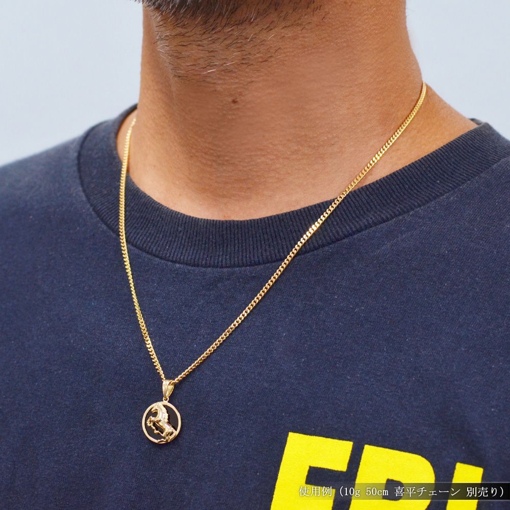 ペンダントトップ メンズ 18金 K18 18K オニキス 馬 ホース ペンダント