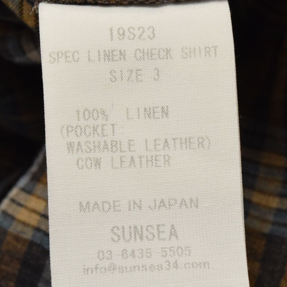 19ss SUNSEA SPEC LINEN CHECK SHIRT シャツ