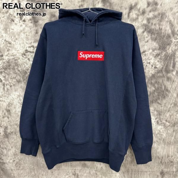 Supreme|シュプリーム 初期 紙タグ カナダ製 Box Logo|ボックスロゴ パーカー|ネイビー|M
