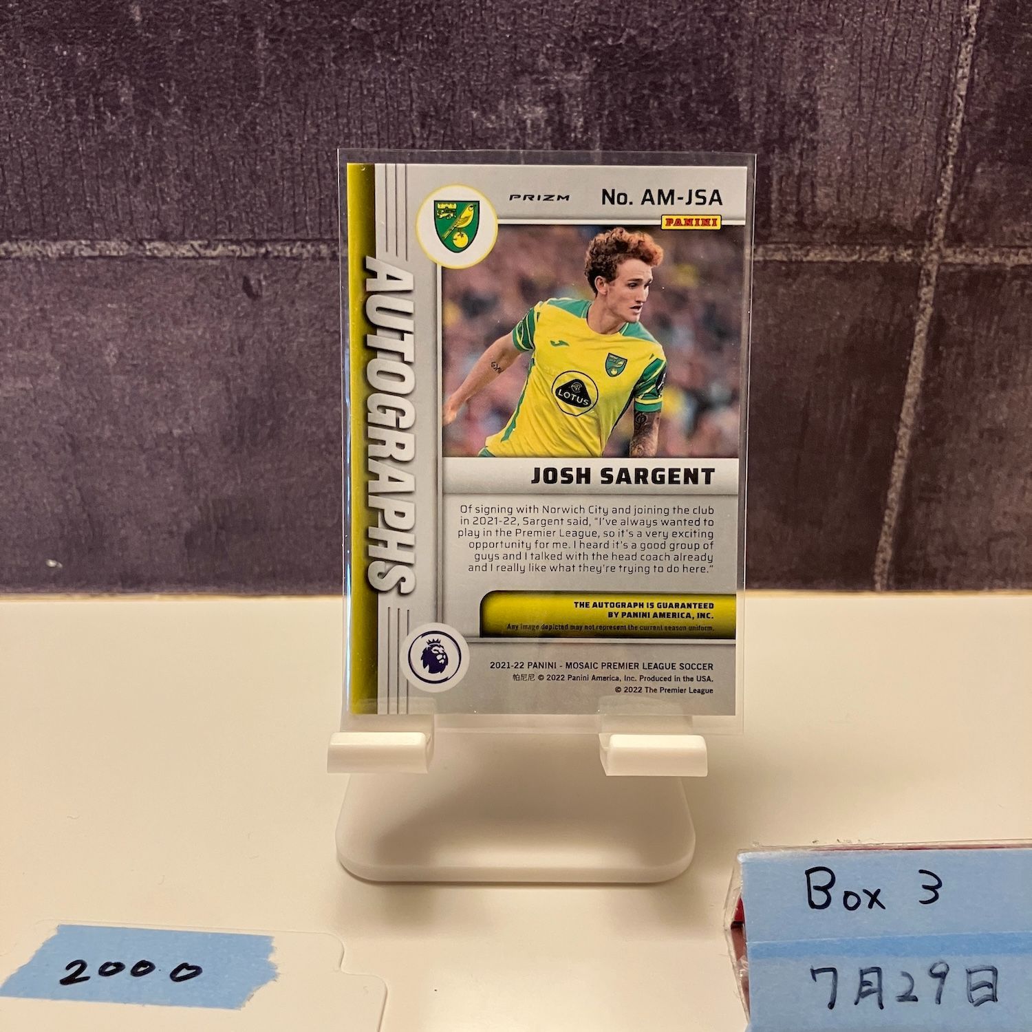 Alan Mullery直筆サイン入り自伝 イングランド最強時代の中盤の要 2021-22 Panini Mosaic Premier League JOSH SARGENT 直筆サイン