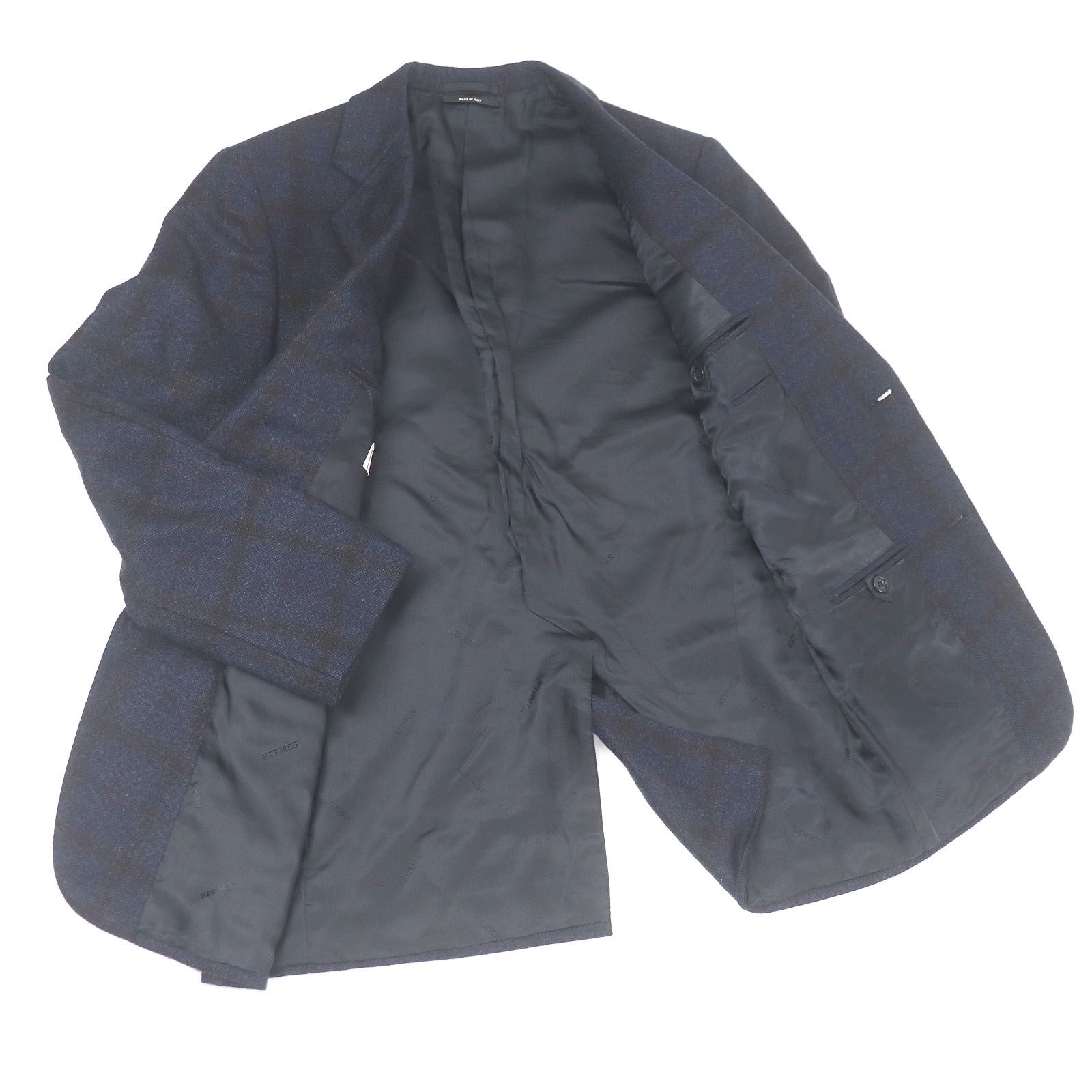 【極美品】エルメス　テーラードジャケット　ブラウン　カシミヤ100 イタリア製 HERMES 極 美品 希少品 エルメス カシミヤ テーラードジャケット