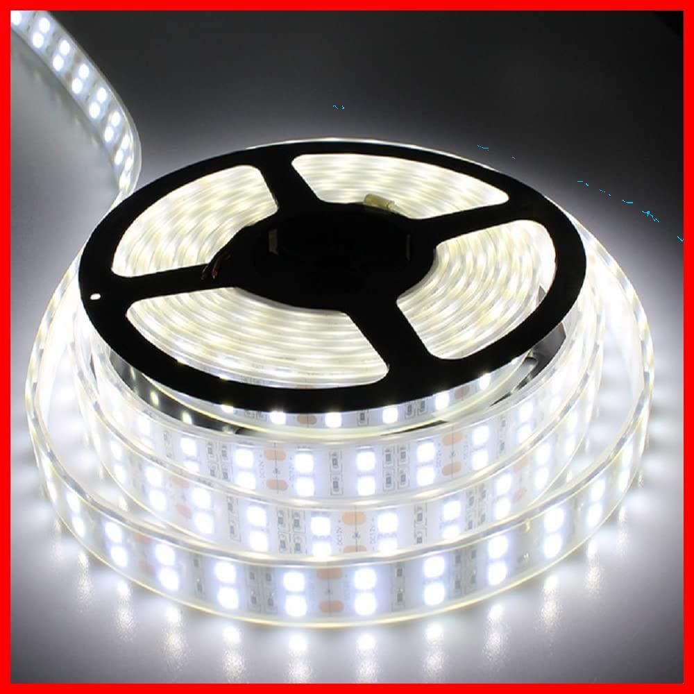 【人気商品】高輝度LEDテープライト 5m 防水 24V 600連SMD5050 二列式 カバー付 白 ホワイト 白ベース 正面発光 漁船/船舶/トラック/航海灯/屋外照明/led間接照明 (ホワイト 24v)