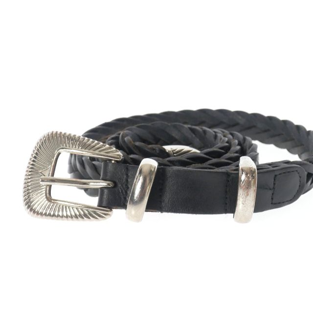 ジエダ Jieda レザーウェスタンベルト 編み込みベルト ブラック