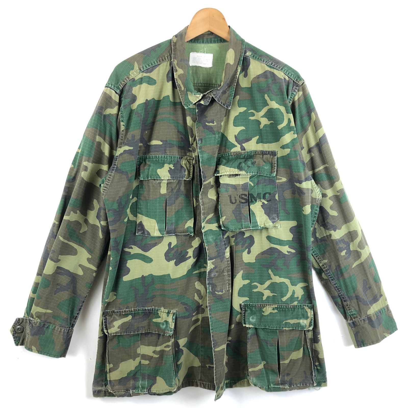 00s USMC アメリカ軍 ミリタリージャケット BDU Coat Hot Weather Camoflage pattern リップストップ オリーブ系 メンズM 古着 n051809