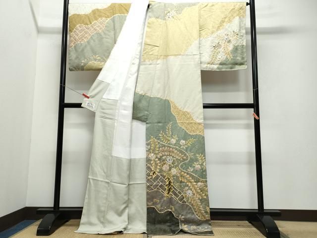 平和屋着物○越後十日町の一流染匠 桐屋・翠山工房 訪問着 辻が花 金