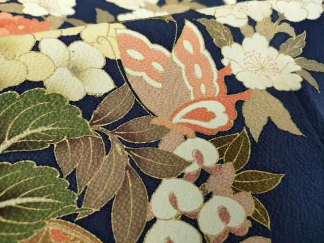 平和屋着物○豪華振袖 流水舞蝶花車文 暈し染め 金彩 正絹 逸品 未使用