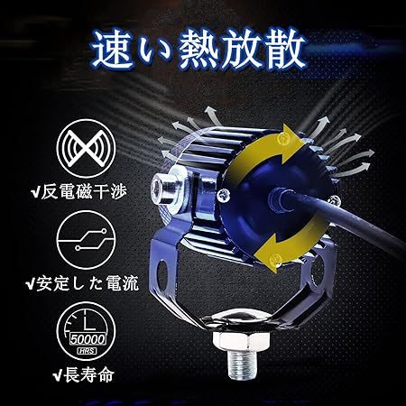 LEDフォグランプ バイク用 20W オートバイ 作業灯 スポット 前照灯