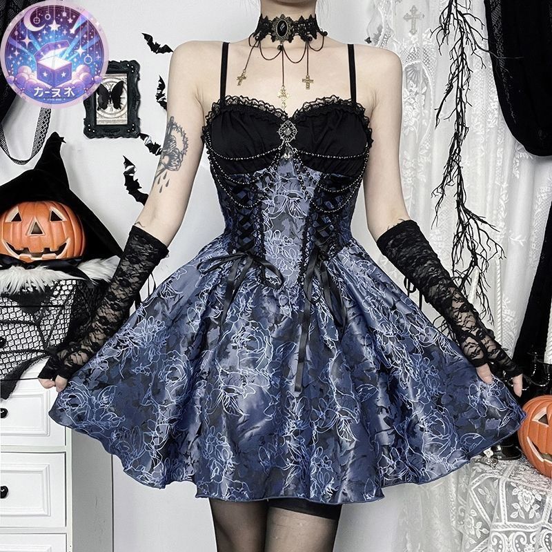 新品タグ付きゴスロリ・ロリータドレス ブラックワンピース#メルカリでハロウィン Sivrusn] ゴシック 黒 ワンピース コスプレ ゴスロリ ロリータ