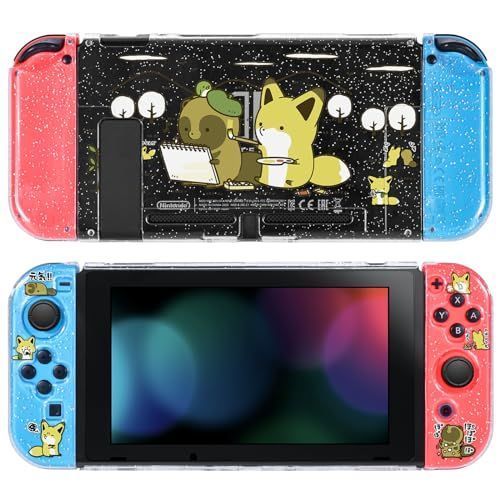 switch_ブラウン DLseego Switch 用 ケース クリアケース スイッチ有機el カバー 透明スイッチカバー fox 柄 クリアカバー 分体式カバー PC素材 超軽量 耐衝撃 取り外し簡単 傷つけ防止 全面保護 可愛