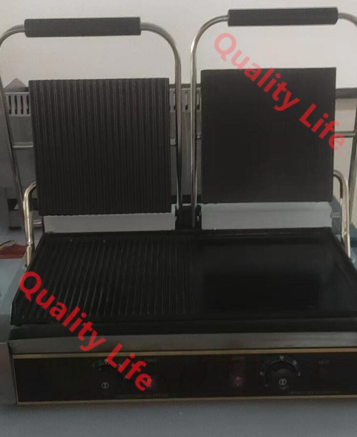 パニーニメーカー多機能プレスサンドイッチベーカー焼き肉ロースター 左くぼ右平 2連 単相１0０V