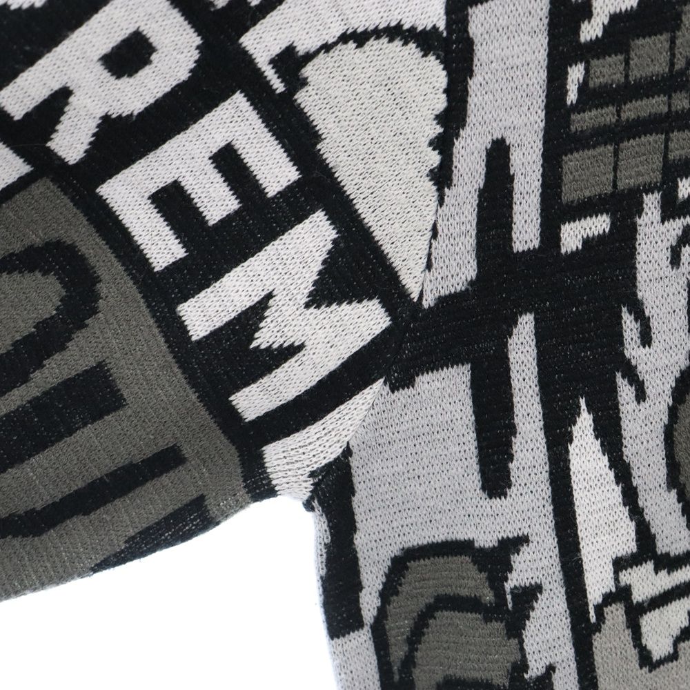 SUPREME シュプリーム 20SS Cartoon Sweater カートゥーンデザイン 総柄ニットセーター ホワイト/ブラック SUPREME (シュプリーム) 20SS Cartoon Sweater カートゥーンデザイン