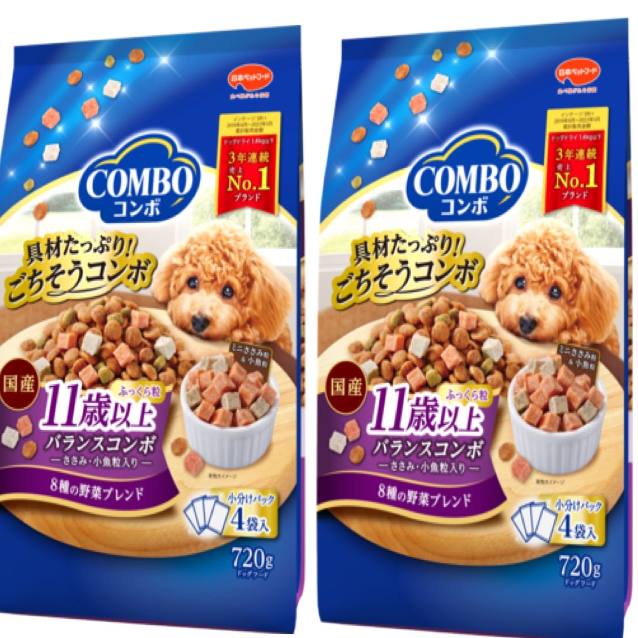 訳あり】コンボ ドッグ 11歳以上 720g(180g×4袋入)×2個 ドックフード 