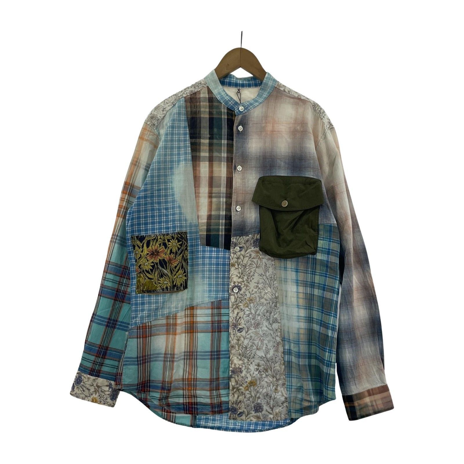 【タグ付き未使用】khoki コッキ マドラスチェックシャツ　サイズ2 Vintage-effect checked shirt （Black）