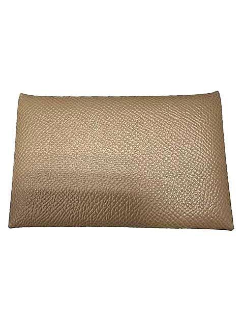 新古品 HERMES エルメス 小物 CALVI カルヴィ カードケース エプソン エトゥープ W刻印 物_S26_セルモアから _s-0772-r26