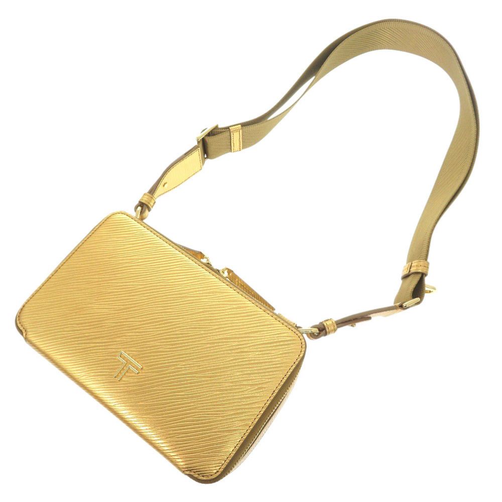 未使用品 マイラ クロスボディ ショルダーバッグ レザー ゴールド 0252
