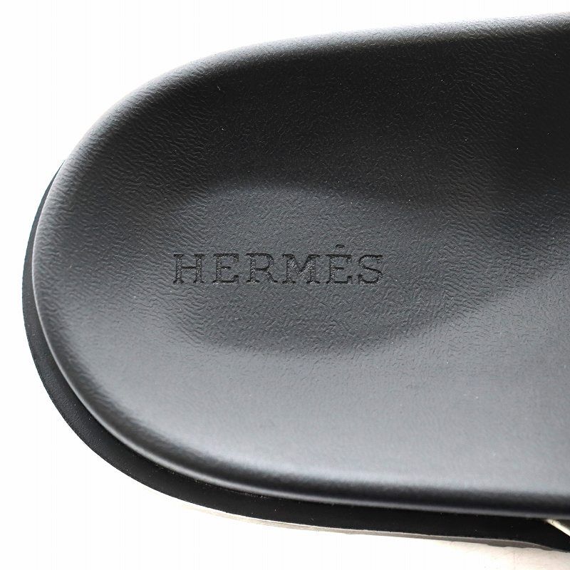 エルメス HERMES エクストラ サンダル 39 黒 ブラック 白 ホワイト