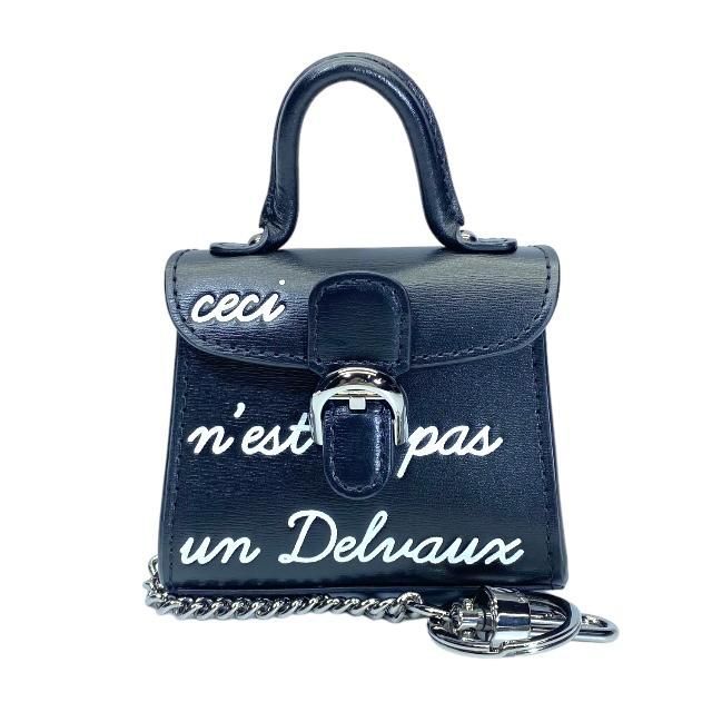 DELVAUX デルヴォー バッグチャーム キーホルダー キーリング ショルダーバッグ ミニバッグ チェーン ミニチュア ロゴ レザー ブラック -  メルカリ