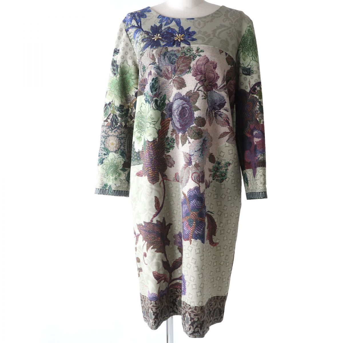 エトロ ワンピース チュニック 極美品☆正規品 ETRO エトロ クルーネック 長袖 花柄デザイン